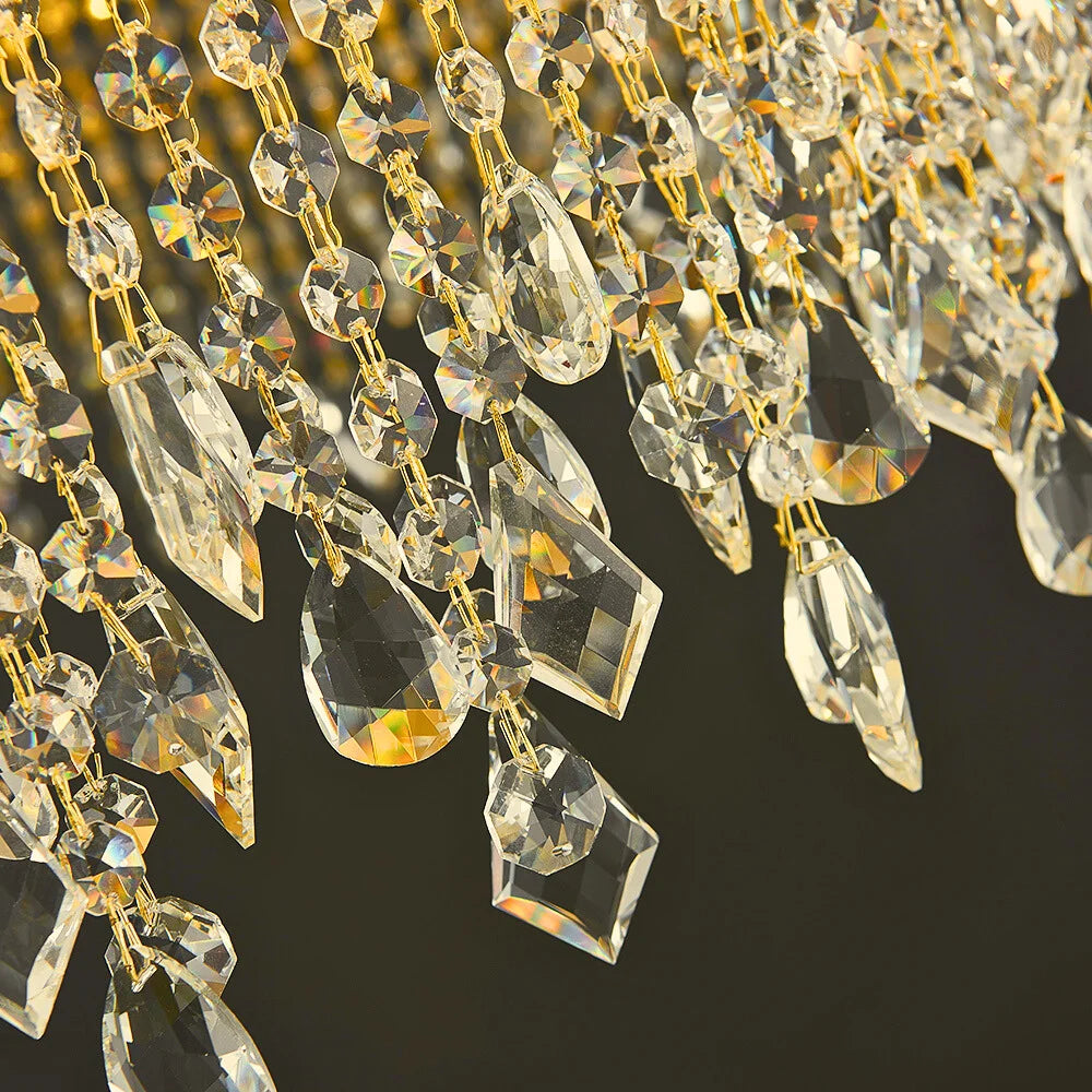 Zara Gold Rectangular Crystal Pendant Light for Dining Room