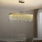Zara Gold Rectangular Crystal Pendant Light for Dining Room
