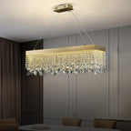 Zara Gold Rectangular Crystal Pendant Light for Dining Room