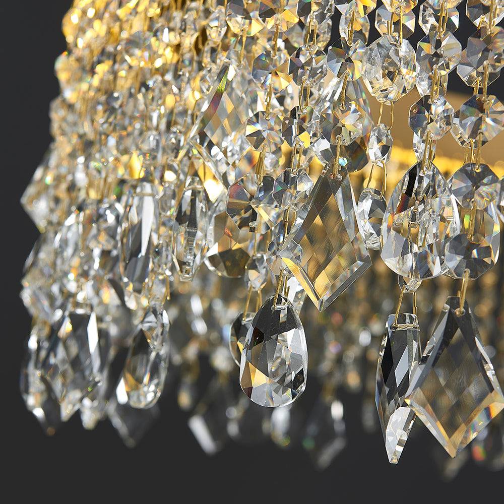 Zara Pendant Light - Oval Brushed Gold LED Crystal Light Fixtures For Dining Room-Crystal String Detail