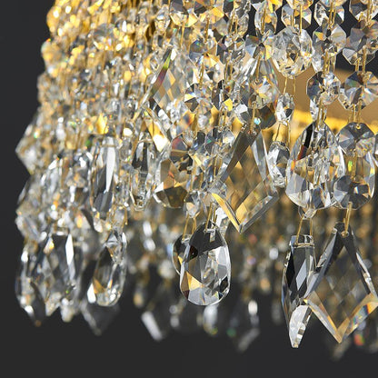 Zara Pendant Light - Oval Brushed Gold LED Crystal Light Fixtures For Dining Room-Crystal String Detail
