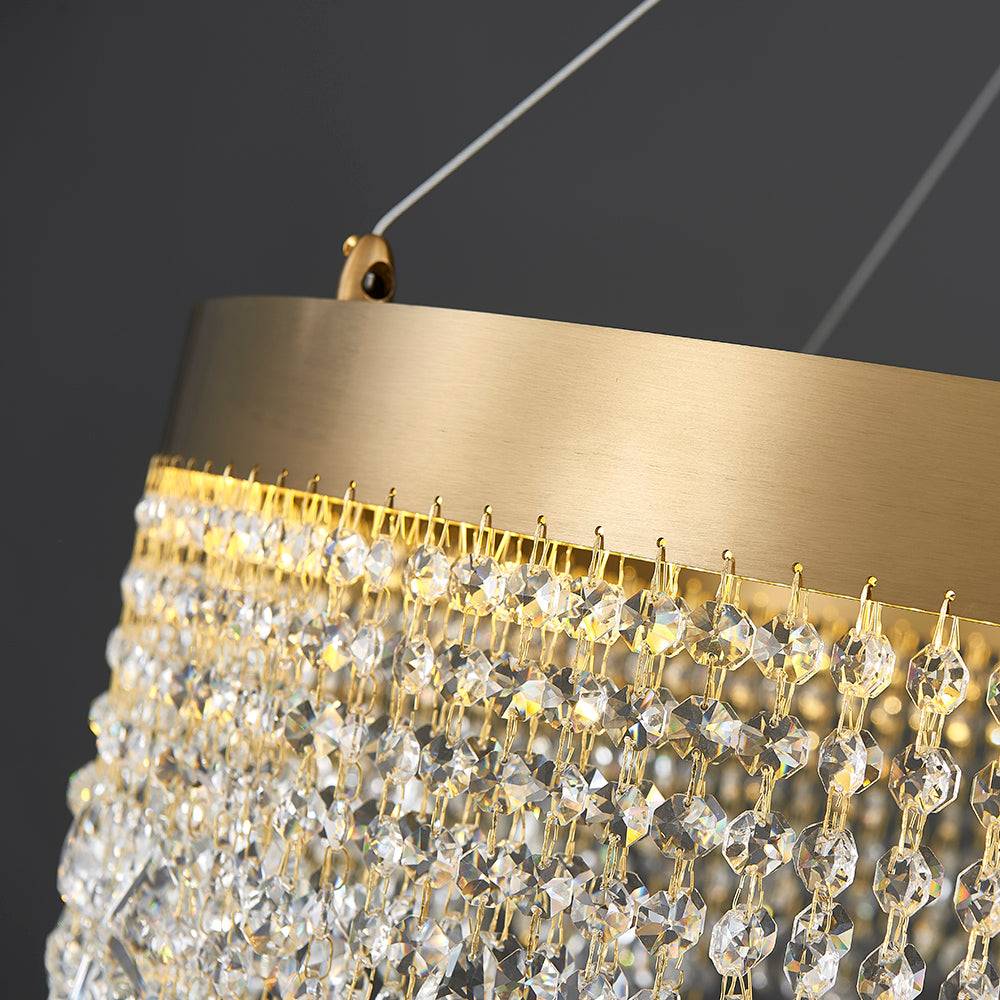 Zara Pendant Light - Oval Brushed Gold LED Crystal Light Fixtures For Dining Room-Lamp Frame Detail