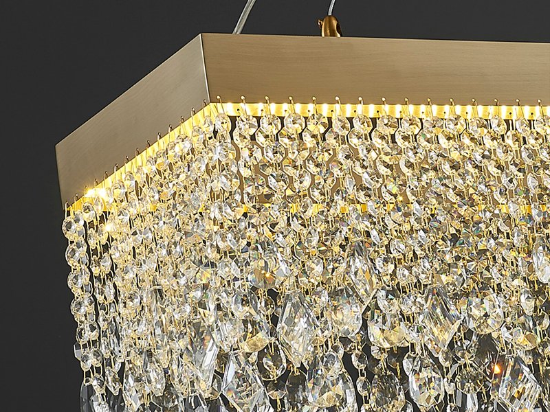 Zara Pendant Light-Rectangle Dining Room Chandelier Lighting-Crystal Detail