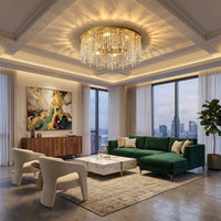 Zara Contemporary Gold Crystal Ceiling Light for Living Room