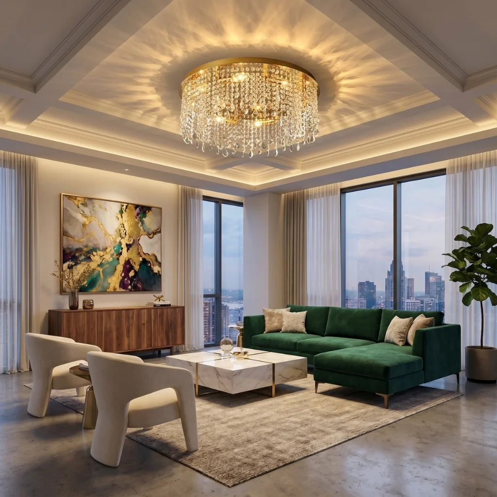 antique crystal ceiling light