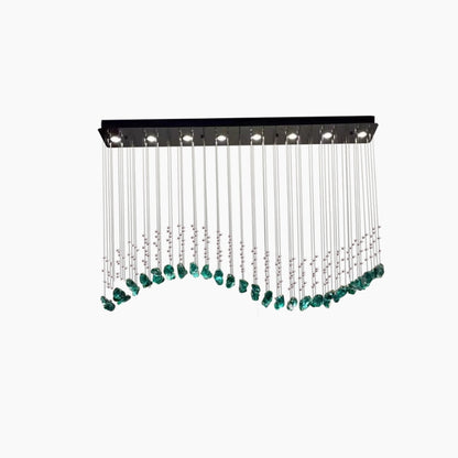 Zephy Green Stone Pendant Chandelier for Dining Room & Living Room