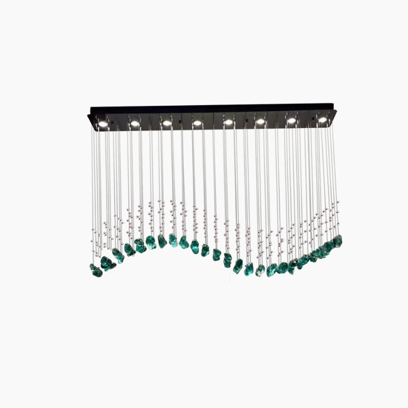 Zephy Green Stone Pendant Chandelier for Dining Room & Living Room