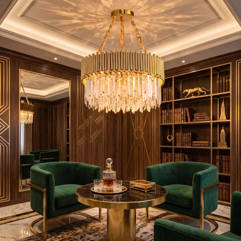 modern gold and crystal chandelier