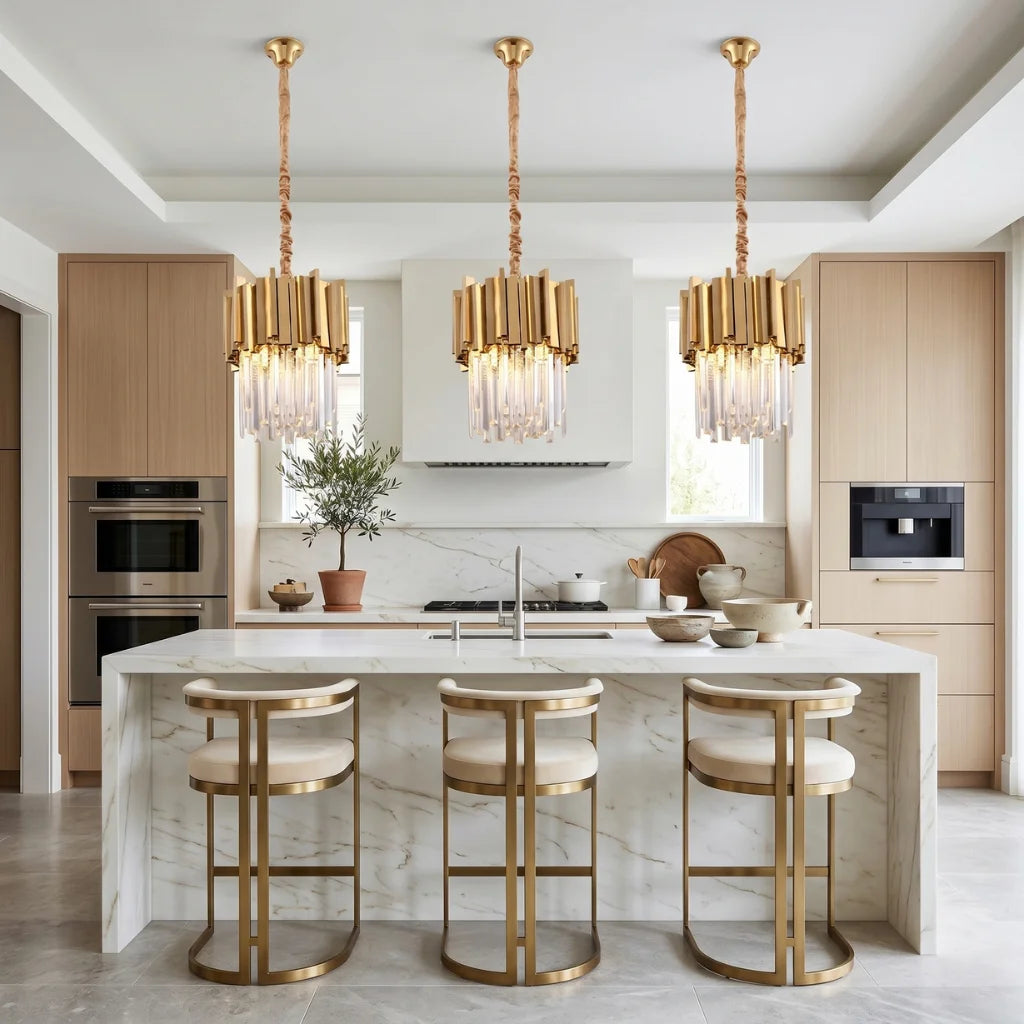 Modern crystal pendant lamp by YOOGEE for elegant living room and dining area decor