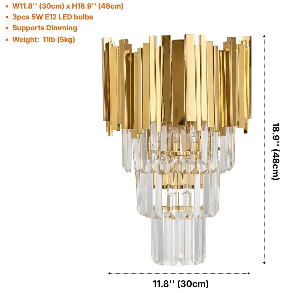 YOOGEE Astra crystal wall sconce for elegant bedroom and hallway lighting