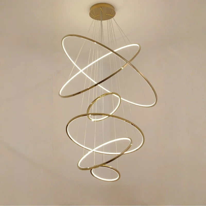 6 rings chandelier for staircase
