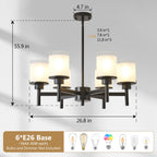 Clara matte black farmhouse chandelier in foyer entryway setting