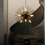 black and gold linear chandelier
