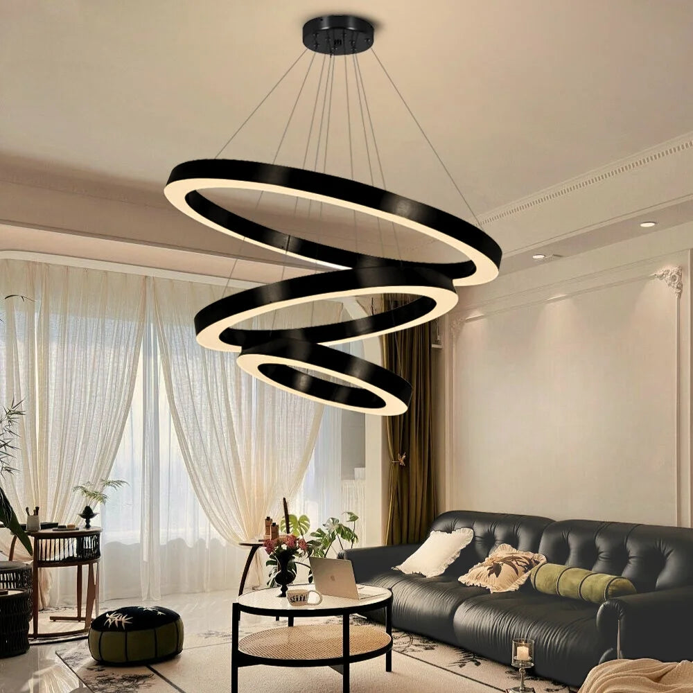 black chandelier with shades