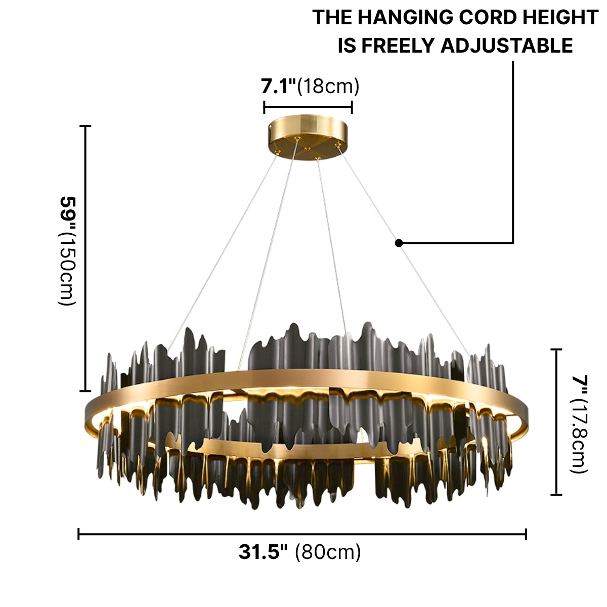 black crystal LED chandelier