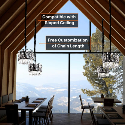 black crystal hanging light