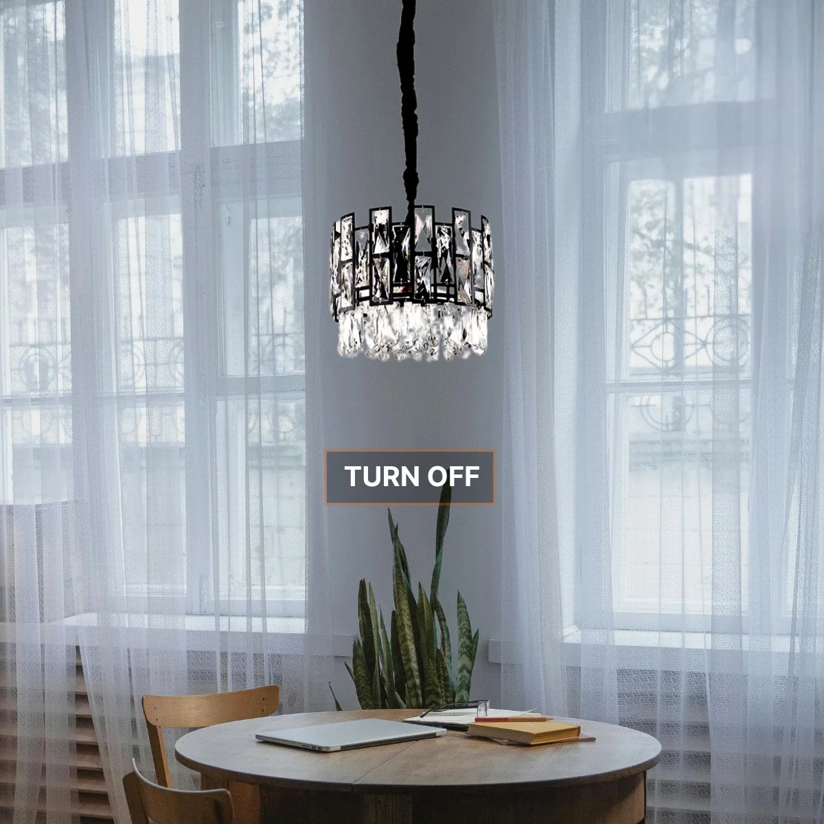 black crystal pendant light