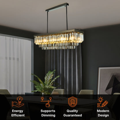 black frame crystal chandelier