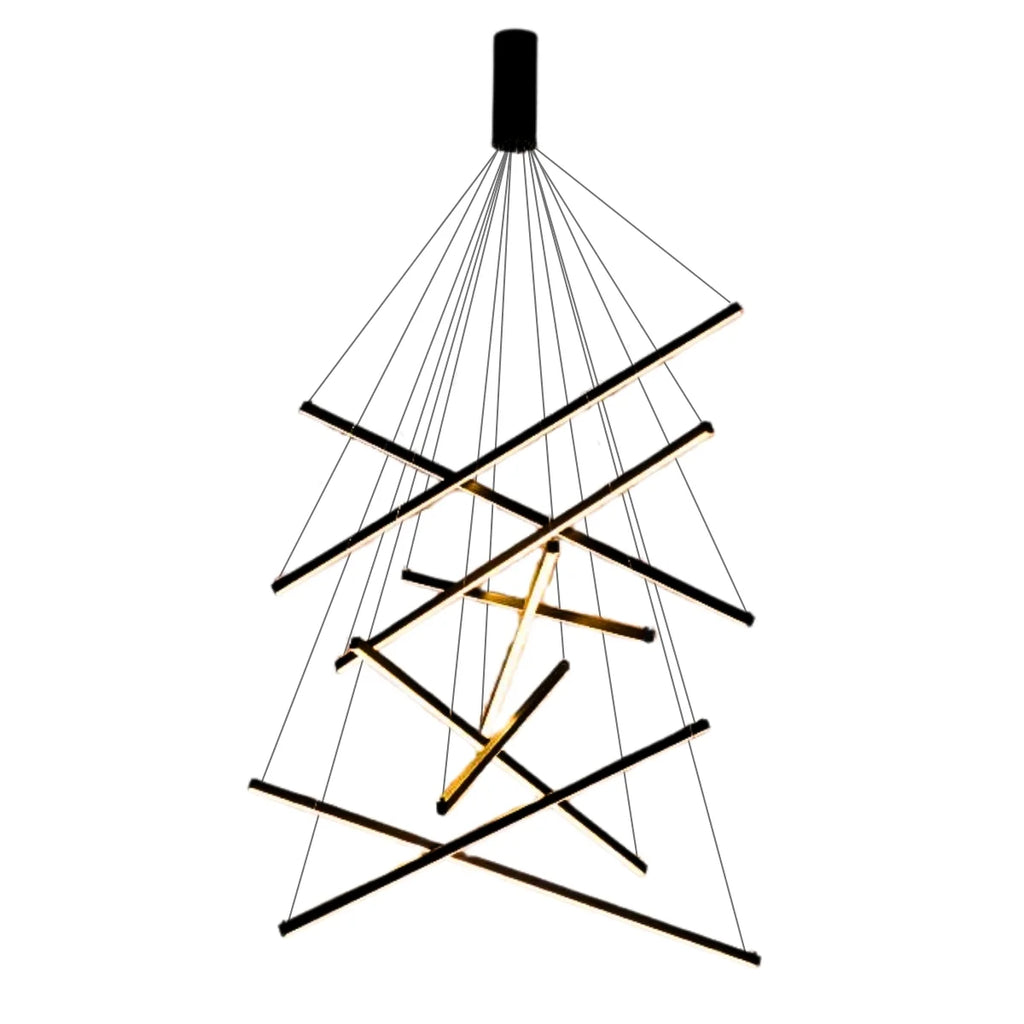 black linear chandelier