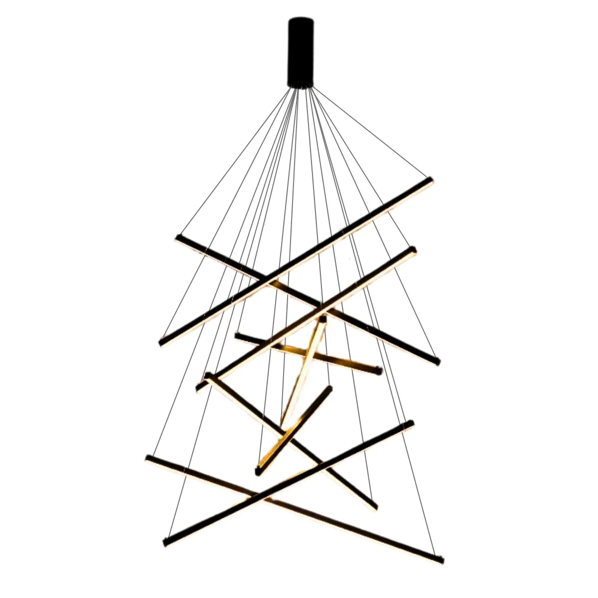 black linear chandelier