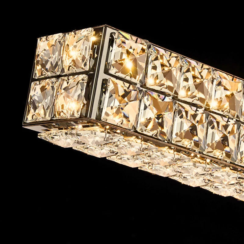 black linear chandelier dining room