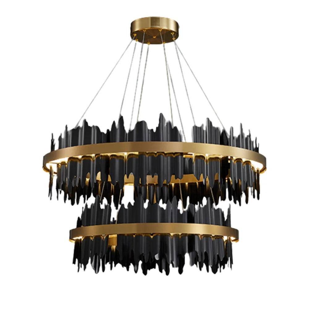 gold and black chandelier