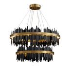 gold and black chandelier