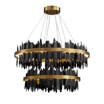 gold and black chandelier