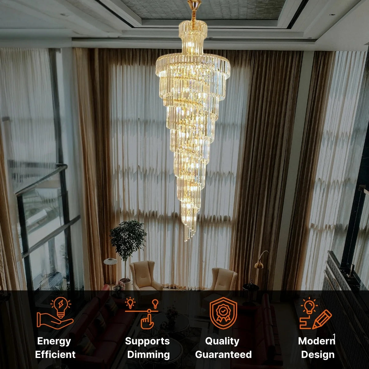 chandelier for double height ceiling