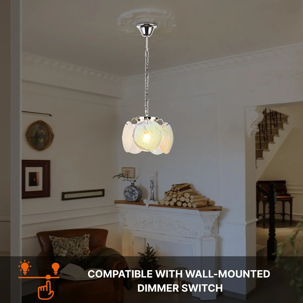 chrome glass pendant light
