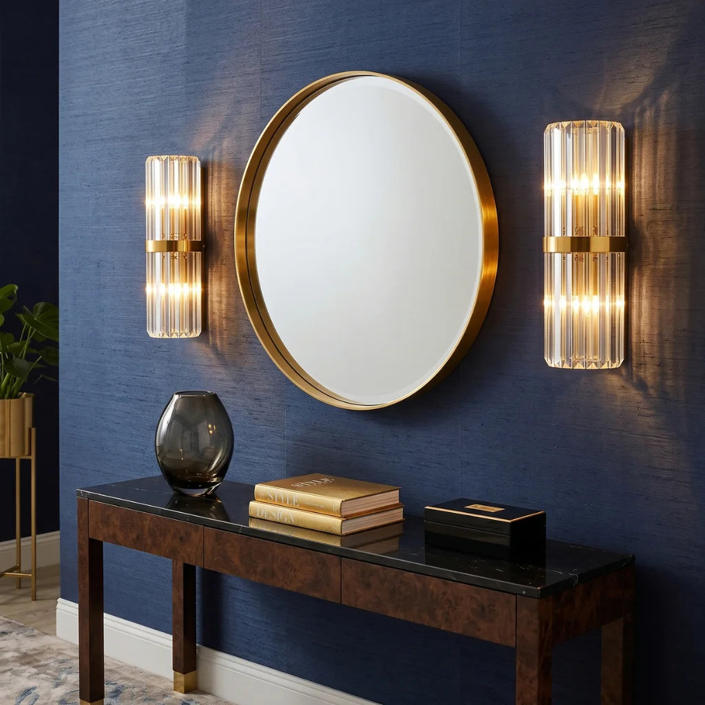Luxury crystal wall light by YOOGEE for sophisticated bedside and corridor decor