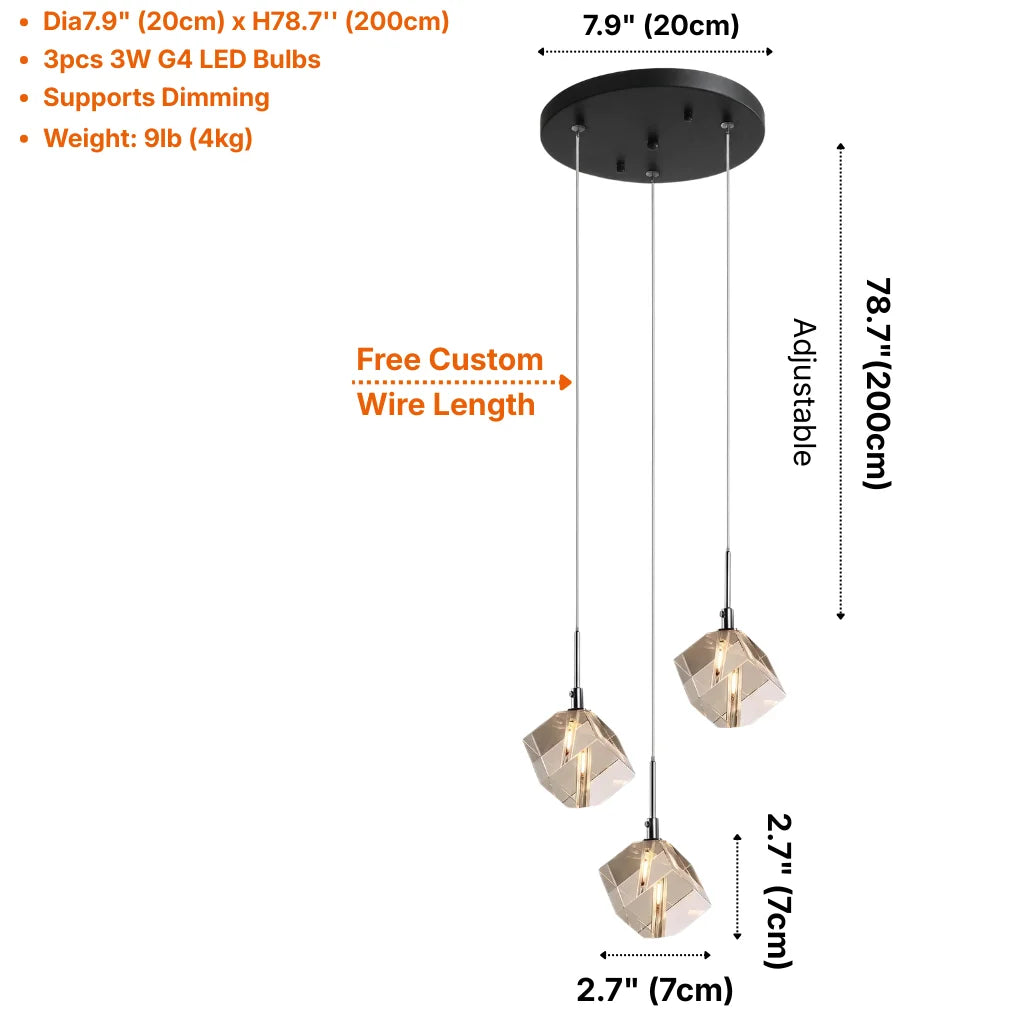 Modern crystal pendant lamp by YOOGEE for elegant living room and dining area decor