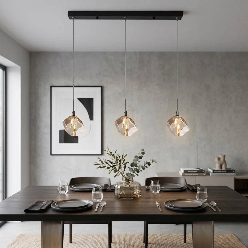 Modern crystal pendant lamp by YOOGEE for elegant living room and dining area decor