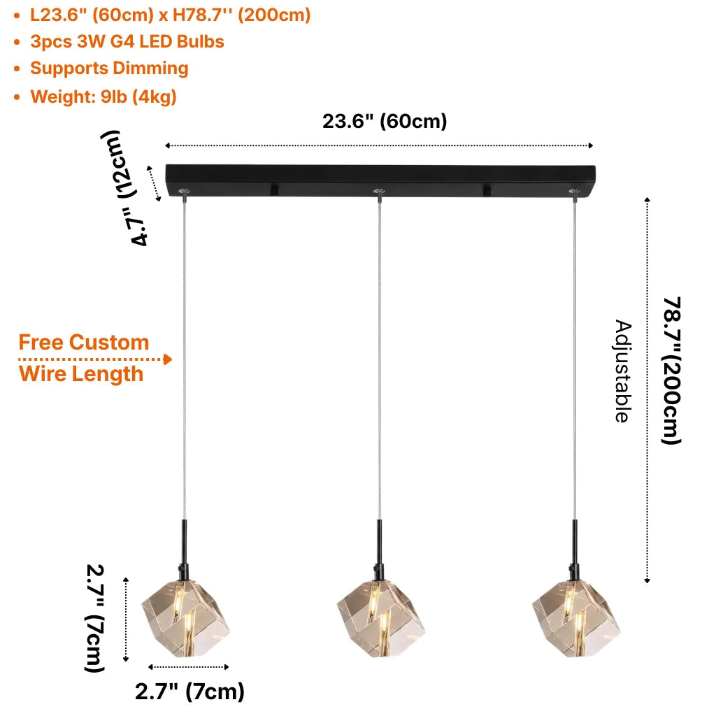 YOOGEE Core crystal pendant light for luxury dining room and kitchen island lighting