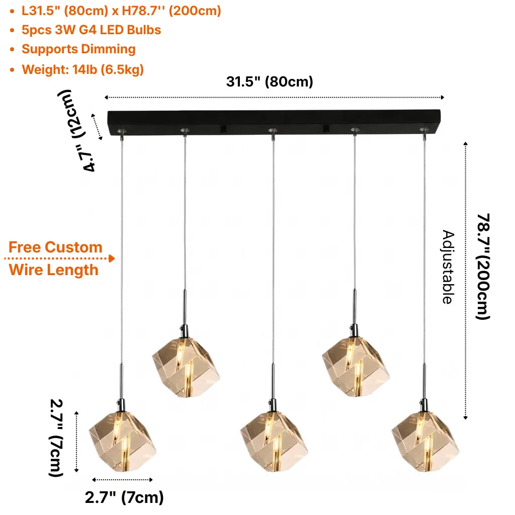 Modern crystal pendant lamp by YOOGEE for elegant living room and dining area decor