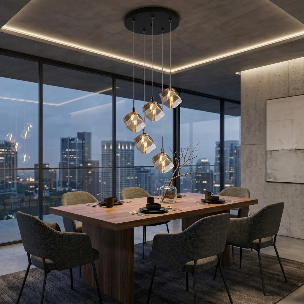 YOOGEE Core crystal pendant light for luxury dining room and kitchen island lighting