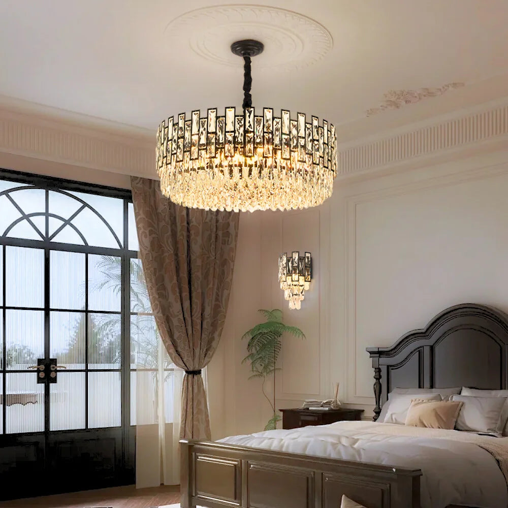 crystal drop round chandelier