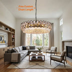 crystal drop round chandelier