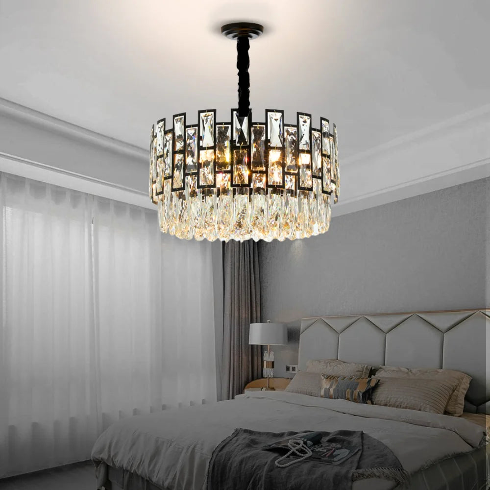 crystal drop round chandelier