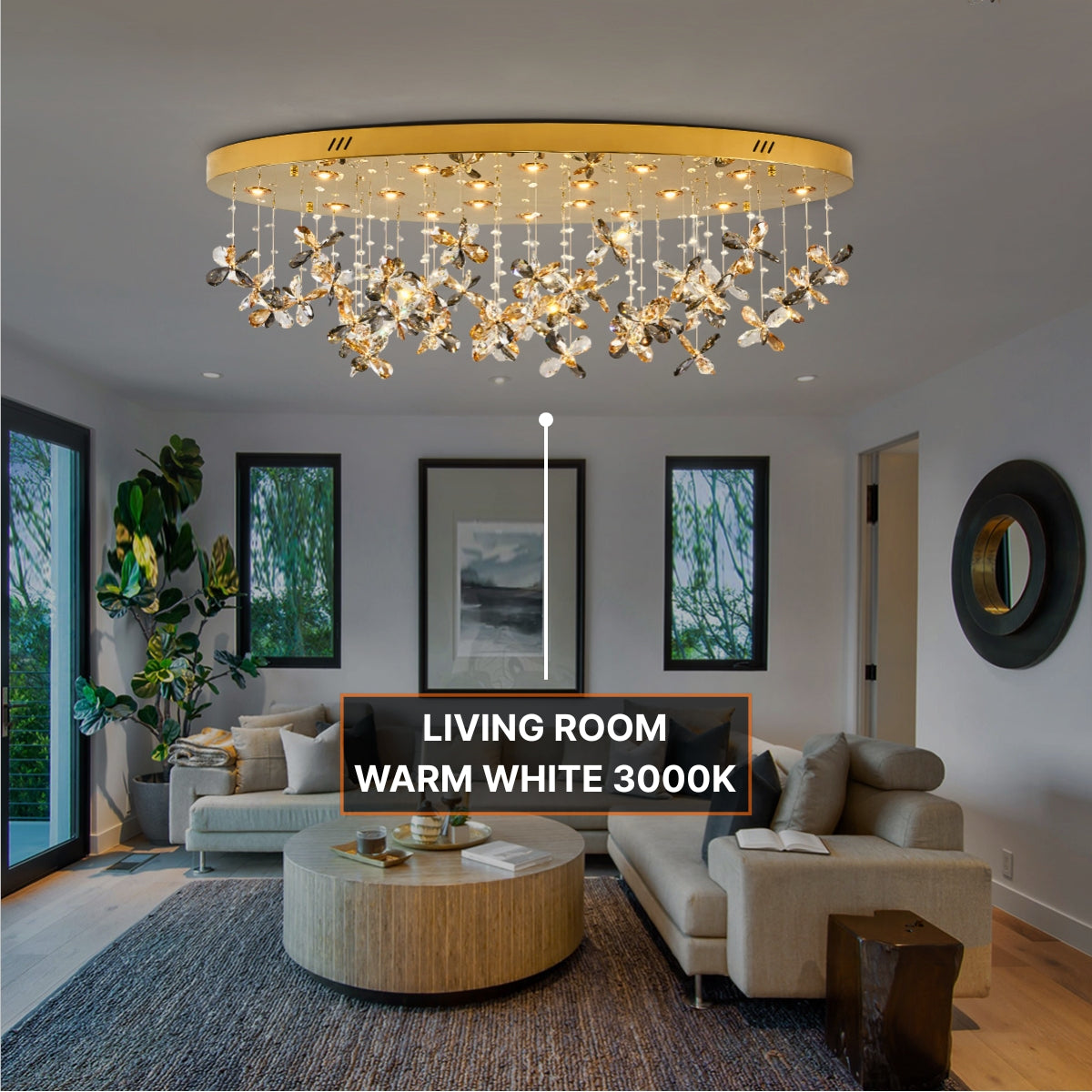crystal flower ceiling light
