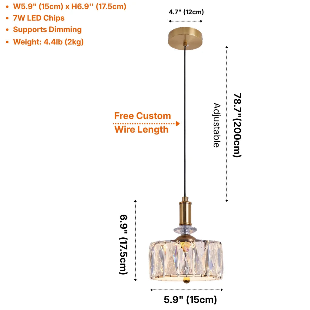 Modern crystal pendant lamp by YOOGEE for elegant living room and dining area decor