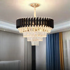 gold and black chandelier