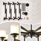 Clara matte black farmhouse chandelier side angle view on white background