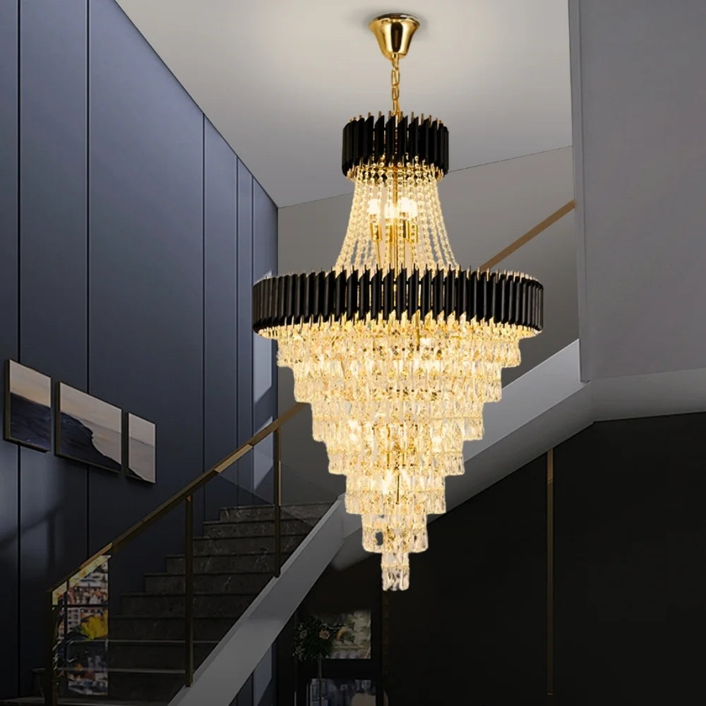 gold and black chandelier