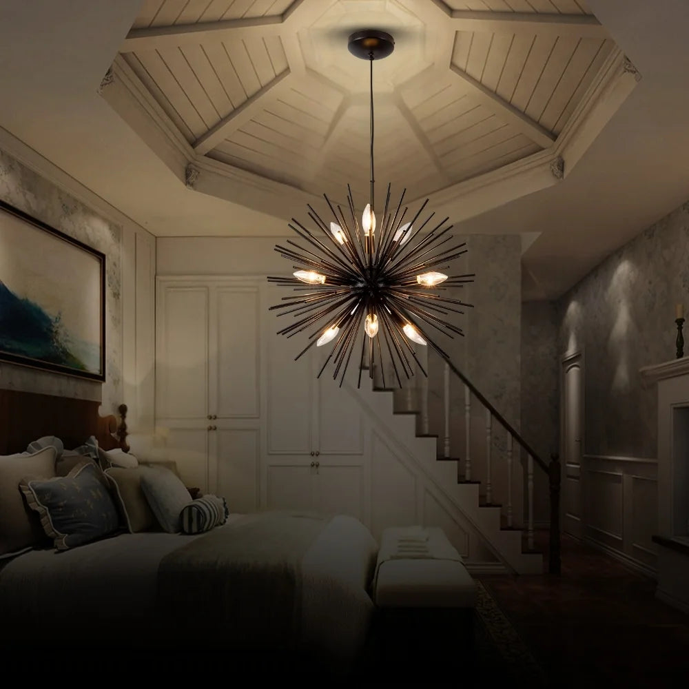 gold and black chandelier