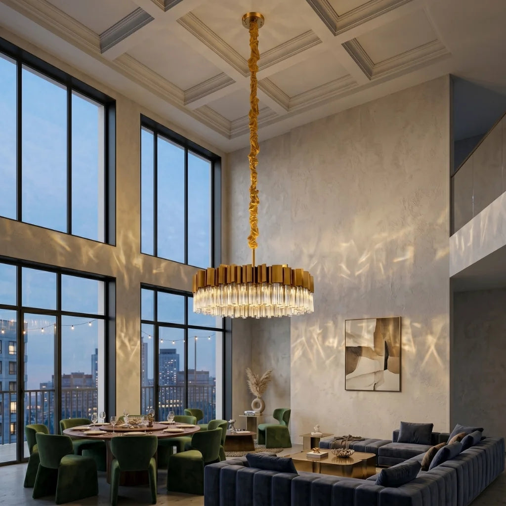 gold and crystal chandeliers