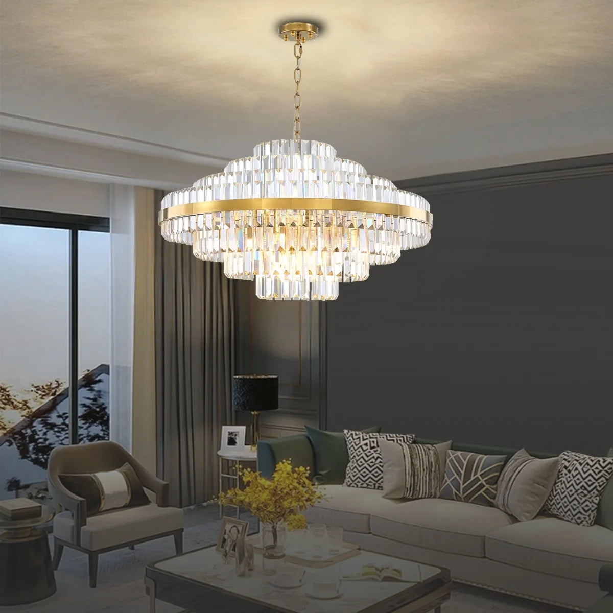 gold crystal light chandelier