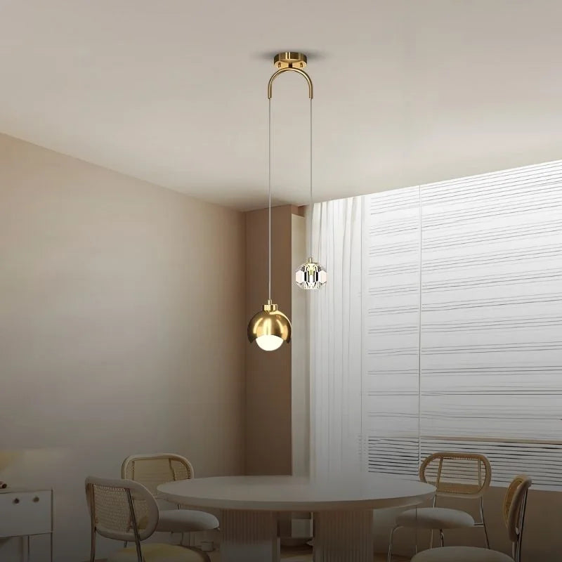 gold crystal pendant light for dining room