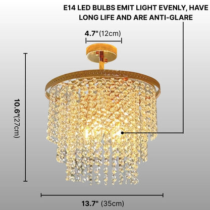 gold drum chandelier with crystals
