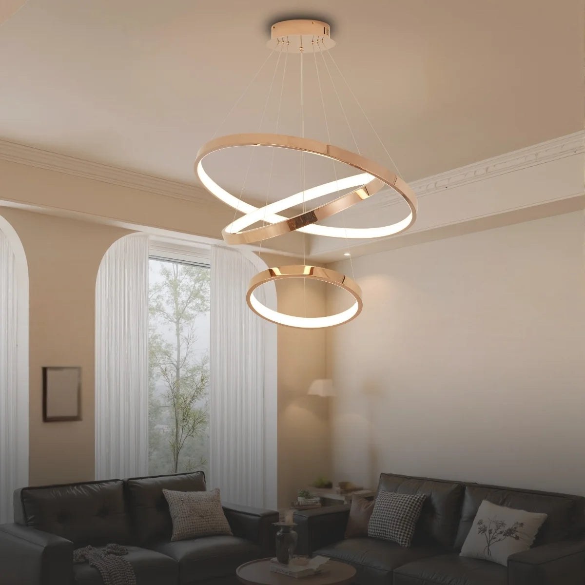 Velo Modern Gold LED Ring Chandelier for Living Room & Dining Room